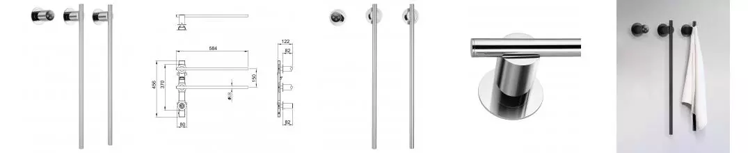 Полотенцесушитель электрический встраиваемый WONZON & WOGHAND DORTMUND, Хром (WW-A362-CR) · Wonzon & Woghand, WW-A362-CR