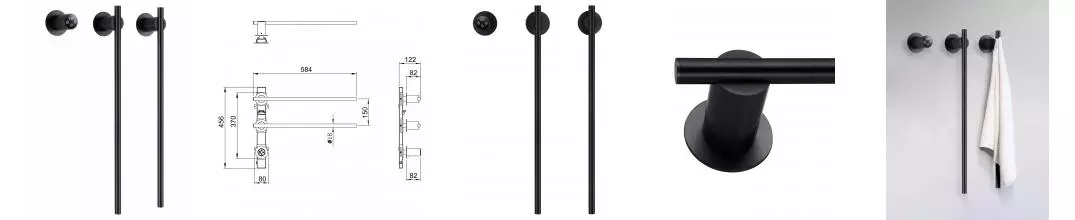 Полотенцесушитель электрический встраиваемый WONZON & WOGHAND DORTMUND, Черный матовый (WW-A362-MB) · Wonzon & Woghand, WW-A362-MB