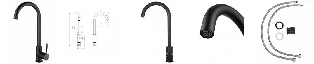 Смеситель для кухни WONZON & WOGHAND, Чёрный матовый (WW-A21102-MB) · без серии, Wonzon & Woghand, WW-A21102-MB Смеситель для кухни WONZON & WOGHAND, Чёрный матовый (WW-A21102-MB) · без серии, Wonzon & Woghand, WW-A21102-MB