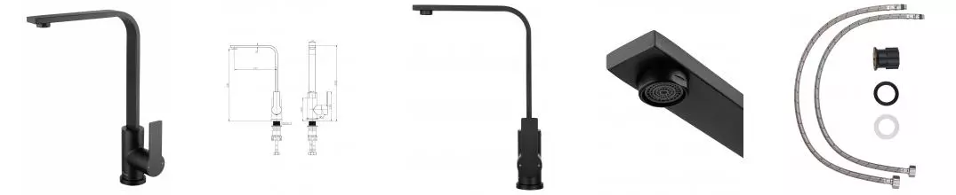 Смеситель для кухни WONZON & WOGHAND, Чёрный матовый (WW-AE4550-MB) · без серии, Wonzon & Woghand, WW-AE4550-MB