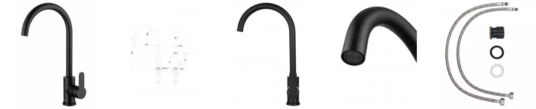 Смеситель для кухни WONZON & WOGHAND, Чёрный матовый (WW-AE4554-MB) · без серии, Wonzon & Woghand, WW-AE4554-MB