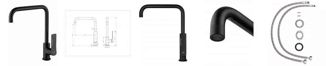 Смеситель для кухни WONZON & WOGHAND, Чёрный матовый (WW-L1006-MB) · без серии, Wonzon & Woghand, WW-L1006-MB