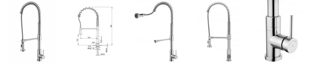 Смеситель для кухни высокий с выдвижным изливом WONZON & WOGHAND Хром (WW-422903-CR) · без серии, Wonzon & Woghand, WW-422903-CR