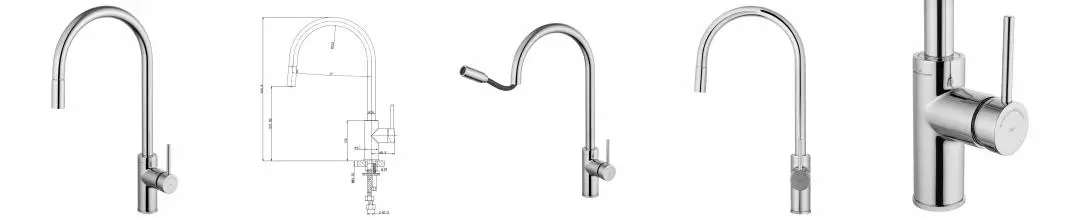 Смеситель для кухни с выдвижным изливом WONZON & WOGHAND Хром (WW-422902-CR) · без серии, Wonzon & Woghand, WW-422902-CR