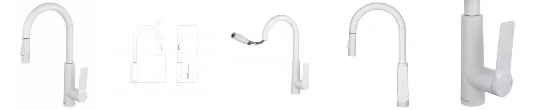 Смеситель для кухни с выдвижным изливом WONZON & WOGHAND, Белый матовый (WW-A20782-MW) · без серии, Wonzon & Woghand, WW-A20782-MW