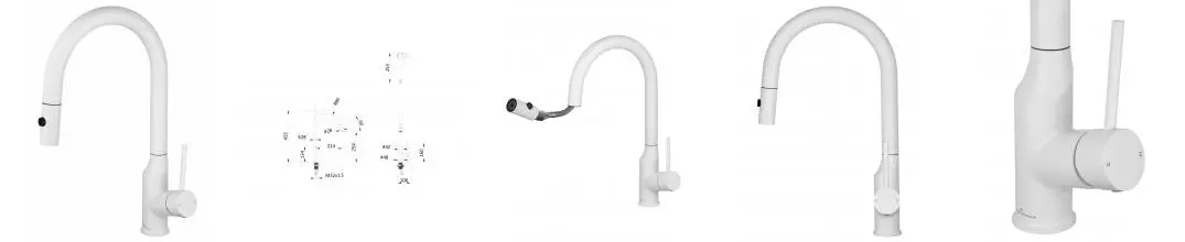 Смеситель для кухни с выдвижным изливом WONZON & WOGHAND, Белый матовый (WW-A21252-MW) · без серии, Wonzon & Woghand, WW-A21252-MW