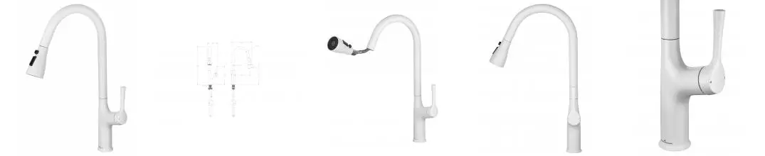 Смеситель для кухни с выдвижным изливом WONZON & WOGHAND, Белый матовый (WW-AE54123-MW) · без серии, Wonzon & Woghand, WW-AE54123-MW