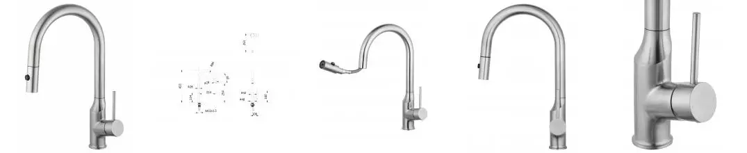 Смеситель для кухни с выдвижным изливом WONZON & WOGHAND, Брашированный никель (WW-A21252-BS) · без серии, Wonzon & Woghand, WW-A21252-BS