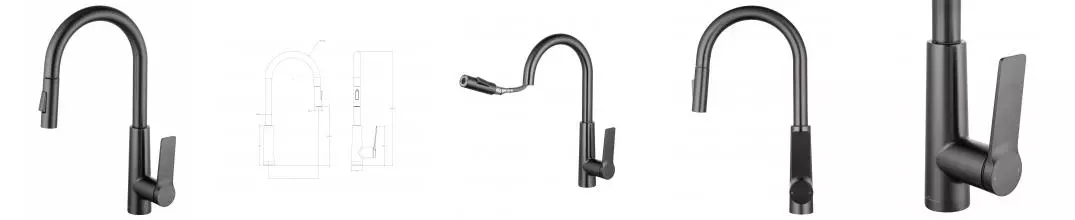 Смеситель для кухни с выдвижным изливом WONZON & WOGHAND, Тёмный графит (WW-A20782-BGG) · без серии, Wonzon & Woghand, WW-A20782-BGG Смеситель для кухни с выдвижным изливом WONZON & WOGHAND, Тёмный графит (WW-A20782-BGG) · без серии, Wonzon & Woghand, WW-A20782-BGG