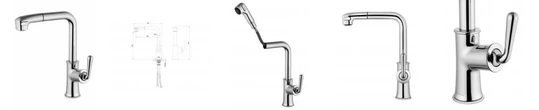 Смеситель для кухни с выдвижным изливом WONZON & WOGHAND, Хром (WW-88439008A-CR) · без серии, Wonzon & Woghand, WW-88439008A-CR