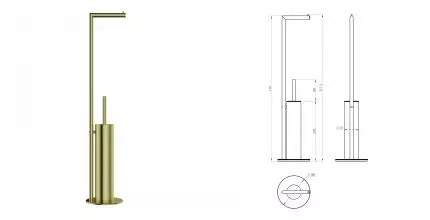 Туалетный ершик в комплекте с держателем туалетной бумаги WONZON & WOGHAND, Брашированное золото (WW-V4602-BG) · Wonzon & Woghand, WW-V4602-BG