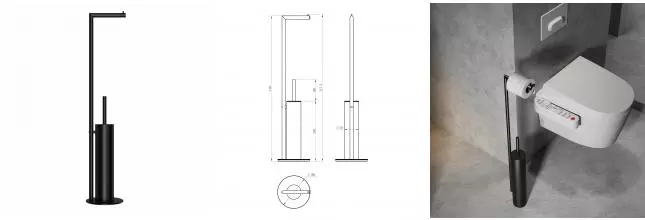 Туалетный ершик в комплекте с держателем туалетной бумаги WONZON & WOGHAND, Черный матовый (WW-V4602-MB) · Wonzon & Woghand, WW-V4602-MB