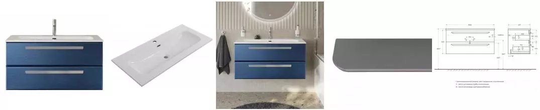 Тумба с раковиной «Cezares» Eco-cer-n 100 (CZR-8073-100) подвесная Sapfiro/ручка серая
