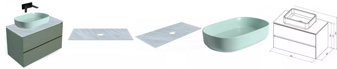 Тумба с раковиной «Allen Brau» Infinity 85 (Fantasy Oval 55/36) подвесная cement grey matt