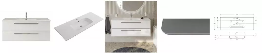 Тумба с раковиной «Cezares» Eco-cer-n 120 (CZR-8095-120) подвесная Bianco Opaco/ручка серая