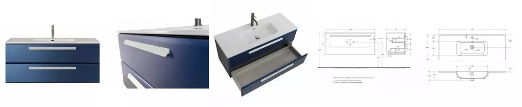 Тумба с раковиной «Cezares» Eco-cer-n 120 (CZR-8095-120) подвесная Sapfiro/ручка сатин