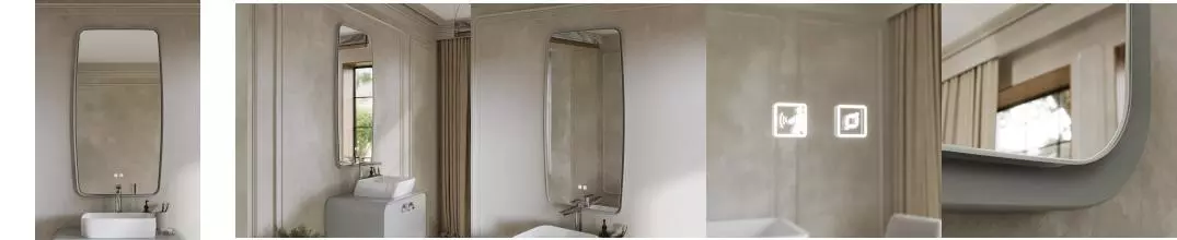 Зеркало «Ukko» Aura 62/117 с сенсорным выключателем с подсветкой серое Зеркало «Ukko» Aura 62/117 с сенсорным выключателем с подсветкой серое