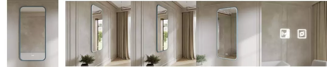 Зеркало «Ukko» Flex 73/152 с сенсорным выключателем без света голубое