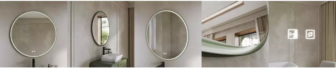 Зеркало «Ukko» Zenith 80 с сенсоным выключателем с подсветкой зелёное