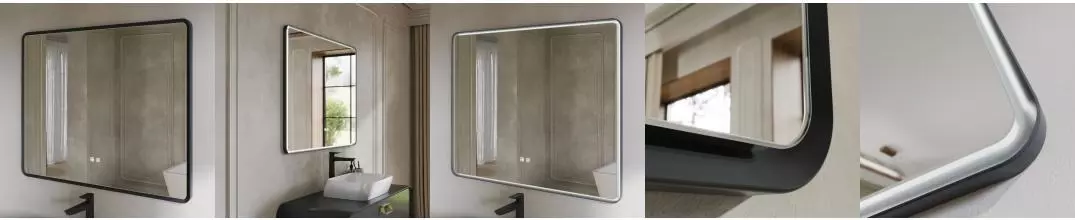 Зеркало «Ukko» Ember 104/84 с сенсорным выключателем с подсветкой чёрное Зеркало «Ukko» Ember 104/84 с сенсорным выключателем с подсветкой чёрное