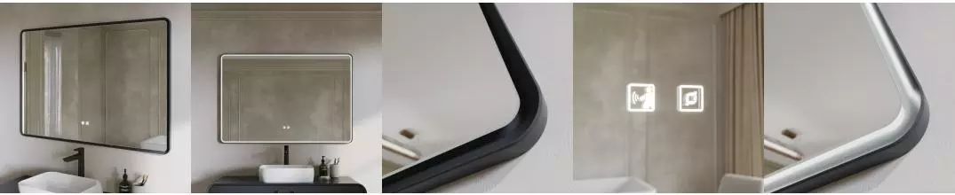 Зеркало «Ukko» Ember 124/84 с сенсорным выключателем с подсветкой чёрное Зеркало «Ukko» Ember 124/84 с сенсорным выключателем с подсветкой чёрное