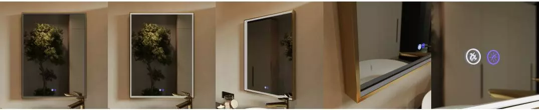 Зеркало «Ukko» Fresco 60/80 с сенсоным выключателем с подсветкой и подогревом золото Зеркало «Ukko» Fresco 60/80 с сенсоным выключателем с подсветкой и подогревом золото