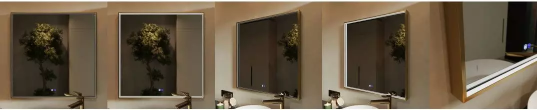 Зеркало «Ukko» Fresco 80/80 с сенсоным выключателем с подсветкой и подогревом золото Зеркало «Ukko» Fresco 80/80 с сенсоным выключателем с подсветкой и подогревом золото