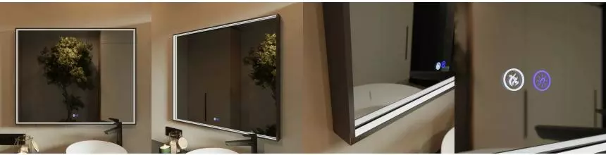 Зеркало «Ukko» Fresco 100/80 с сенсоным выключателем с подсветкой и подогревом чёрное