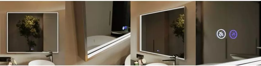 Зеркало «Ukko» Fresco 100/80 с сенсоным выключателем с подсветкой и подогревом серебро