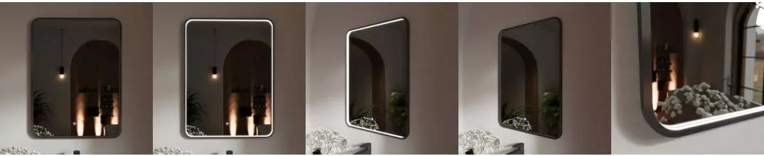 Зеркало «Ukko» Ellisse 60/80 с сенсорным выключателем с подсветкой и подогревом чёрное