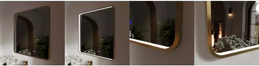 Зеркало «Ukko» Ellisse 80/80 с сенсорным выключателем с подсветкой и подогревом золото