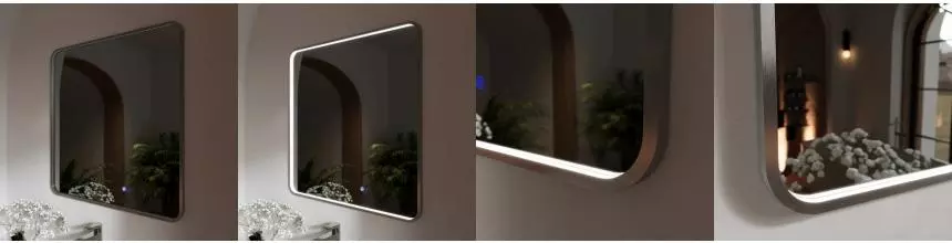 Зеркало «Ukko» Ellisse 80/80 с сенсорным выключателем с подсветкой и подогревом серебро