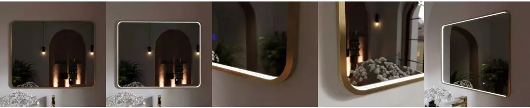 Зеркало «Ukko» Ellisse 100/80 с сенсорным выключателем с подсветкой и подогревом золото