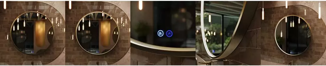 Зеркало «Ukko» Sanrey 80 с сенсорным выключателем с подсветкой и подогревом золото