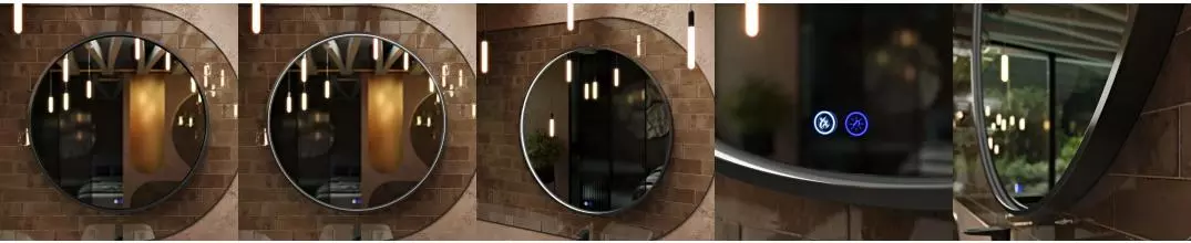 Зеркало «Ukko» Sanrey 90 с сенсорным выключателем с подсветкой и подогревом чёрное Зеркало «Ukko» Sanrey 90 с сенсорным выключателем с подсветкой и подогревом чёрное