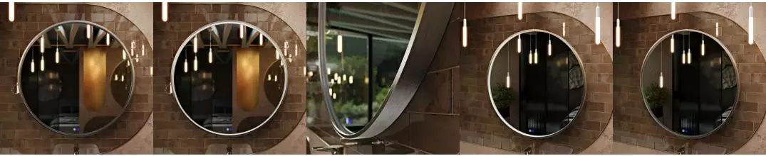 Зеркало «Ukko» Sanrey 90 с сенсорным выключателем с подсветкой и подогревом серебро