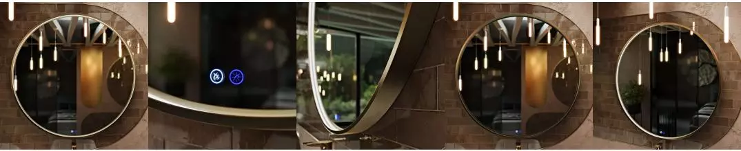 Зеркало «Ukko» Sanrey 100 с сенсорным выключателем с подсветкой и подогревом золото Зеркало «Ukko» Sanrey 100 с сенсорным выключателем с подсветкой и подогревом золото