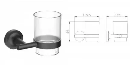 Стакан для зубных щеток с держателем WONZON & WOGHAND SIMPLE, Тёмный графит (WW-6521-BGM) · Simple, Wonzon & Woghand, WW-6521-BGM