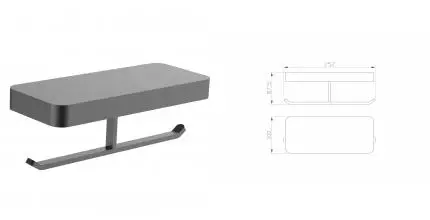 Двойной держатель для туалетной бумаги с полкой WONZON & WOGHAND LOTTE, Тёмный графит (WW-8356-BGM) · Wonzon & Woghand, WW-8356-BGM