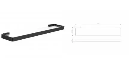 Стеклянная полка для ванной WONZON & WOGHAND LOTTE, Чёрный матовый (WW-8327A-MB) · Wonzon & Woghand, WW-8327A-MB