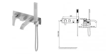 Смеситель для ванны с душем «Wonzon & Woghand» Flex WW-88889072-BN брашированный никель Смеситель для ванны с душем «Wonzon & Woghand» Flex WW-88889072-BN брашированный никель