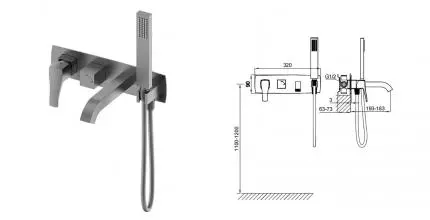 Смеситель для ванны с душем «Wonzon & Woghand» Flex WW-88889072-BGM тёмный графит Смеситель для ванны с душем «Wonzon & Woghand» Flex WW-88889072-BGM тёмный графит