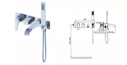 Смеситель для ванны с душем «Wonzon & Woghand» Flex WW-88889072-CR хром Смеситель для ванны с душем «Wonzon & Woghand» Flex WW-88889072-CR хром