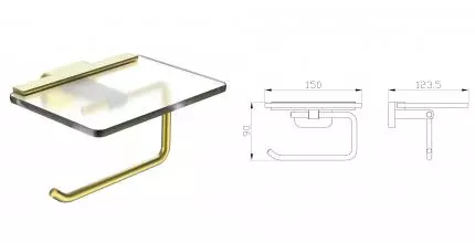 Держатель для туалетной бумаги с полкой WONZON & WOGHAND GRAFFITY, Брашированное золото (WW-9326-BG) · Graffity, Wonzon & Woghand, WW-9326-BG