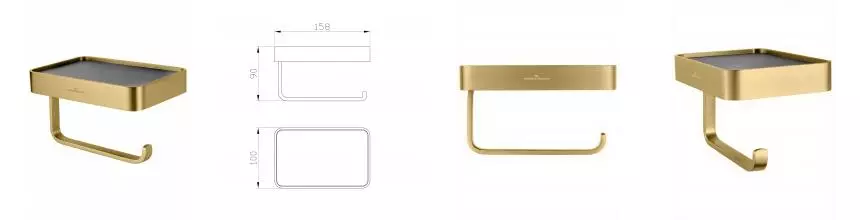 Держатель для туалетной бумаги с полкой WONZON & WOGHAND GRAFFITY, Брашированное золото (WW-9366-BG) · Graffity, Wonzon & Woghand, WW-9366-BG