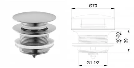 Донный клапан для ванны WONZON & WOGHAND, Брашированный никель (WW-SS105-BN) · Wonzon & Woghand, WW-SS105-BN