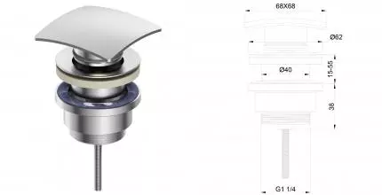Донный клапан для раковины WONZON & WOGHAND, Брашированный никель (WW-88SS13-BN) · Wonzon & Woghand, WW-88SS13-BN