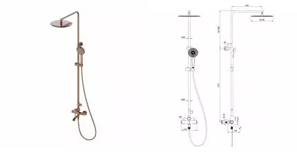 Душевая система WONZON & WOGHAND TOR, Розовое золото (WW-88047073-RG) · Wonzon & Woghand, WW-88047073-RG