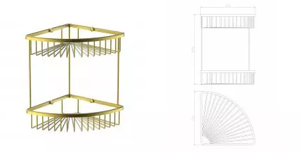 Полка для ванной 2-х ярусная WONZON & WOGHAND, Брашированное золото (WW-4128-BG) · Wonzon & Woghand, WW-4128-BG