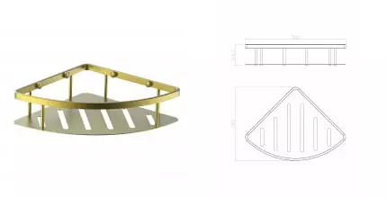 Полка для ванной угловая WONZON & WOGHAND, Брашированное золото (WW-4132-BG) · Wonzon & Woghand, WW-4132-BG